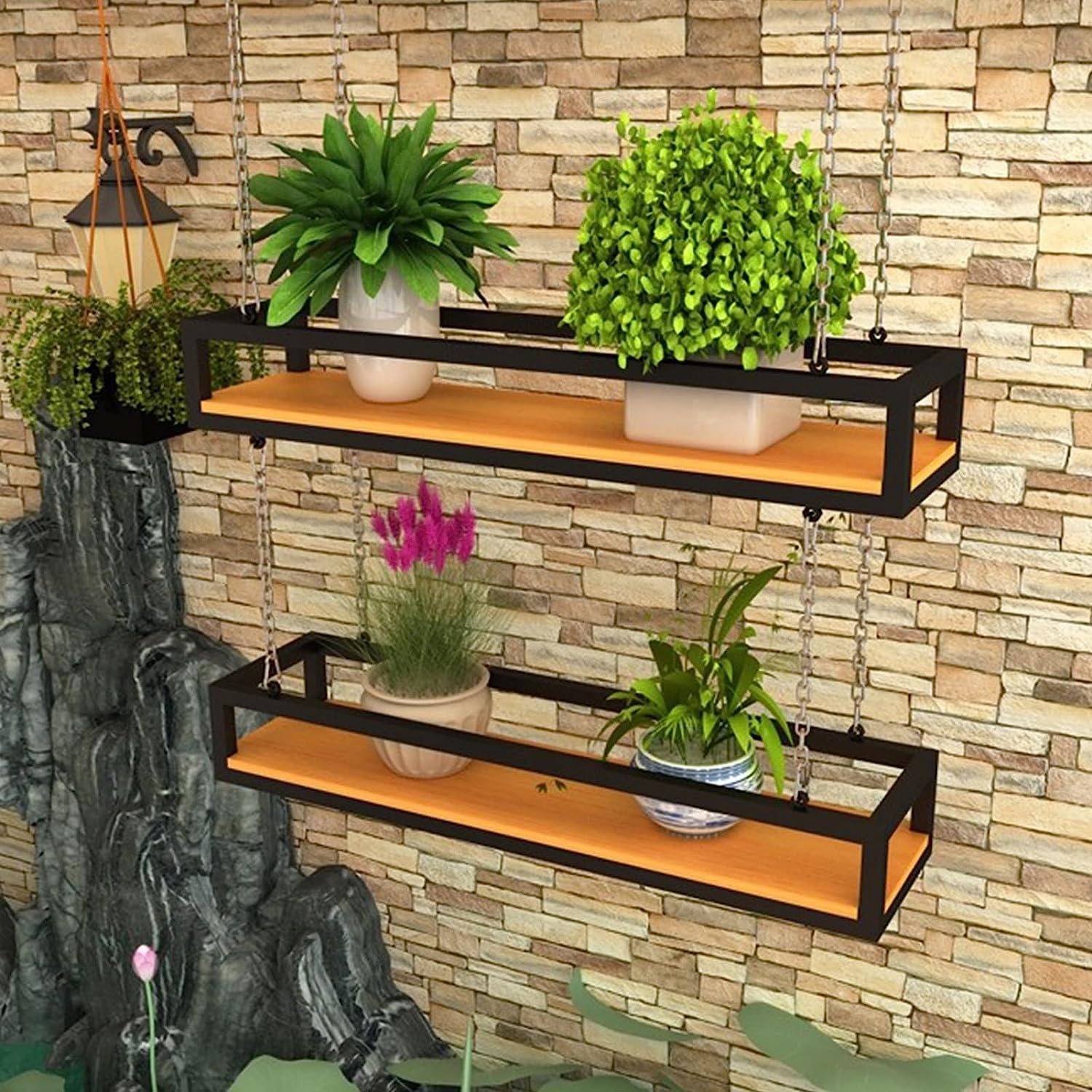 Amazon｜DangLeKJ 天井ワインラック - 花植物用金属無垢材収納スタンド